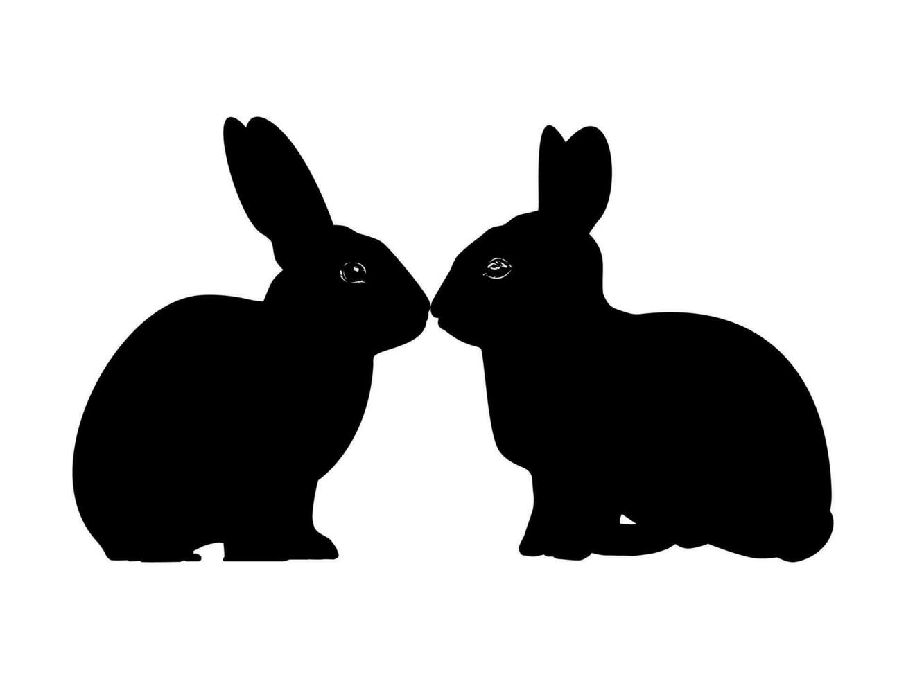 Pair of the Rabbit or Bunny or Hare Silhouette for Art Illustration, Logo Type, Pictogram, Apps, Website or Graphic Design Element. Vector Illustration