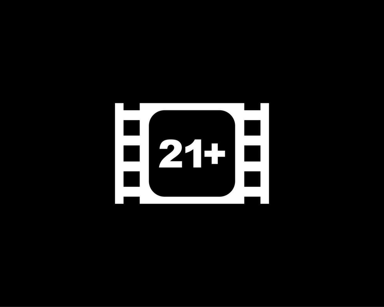 Sign of Adult Only for Eighteen Plus, 18 Plus and Twenty One Plus or 21 PlusAge in the Filmstrip. Age Rating Movie Icon Symbol for Movie Poster, Apps, Website or Graphic Design Element. Vector