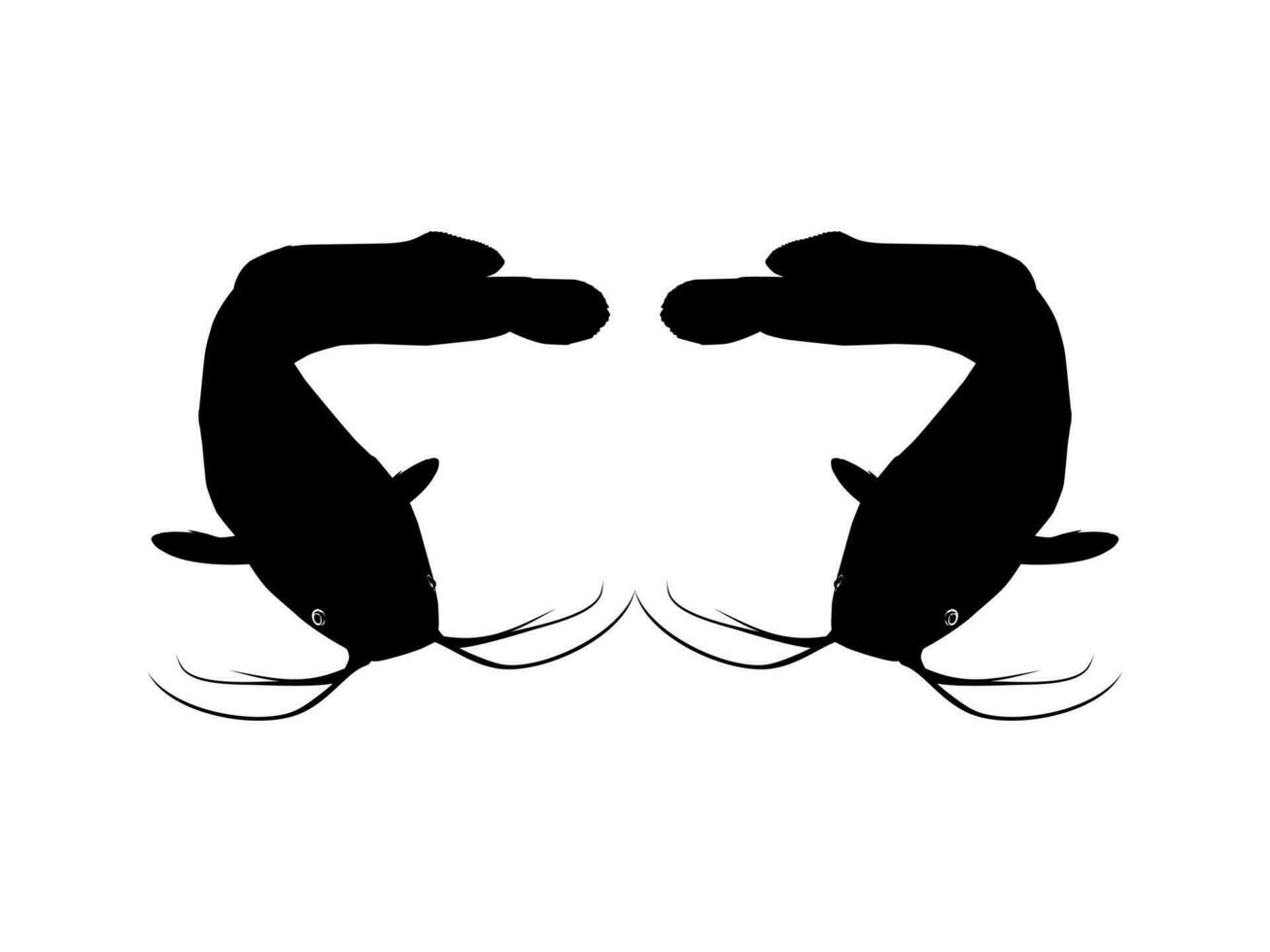 Pair of the Catfish Silhouette for Logo type, Art Illustration, Apps, Website, Pictogram or Graphic Design Element. Vector Illustration