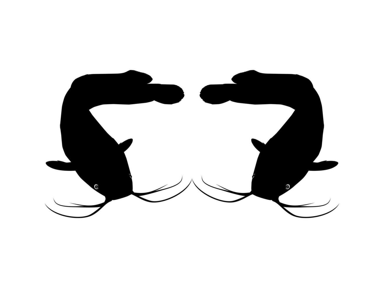 Pair of the Catfish Silhouette for Logo type, Art Illustration, Apps, Website, Pictogram or Graphic Design Element. Vector Illustration