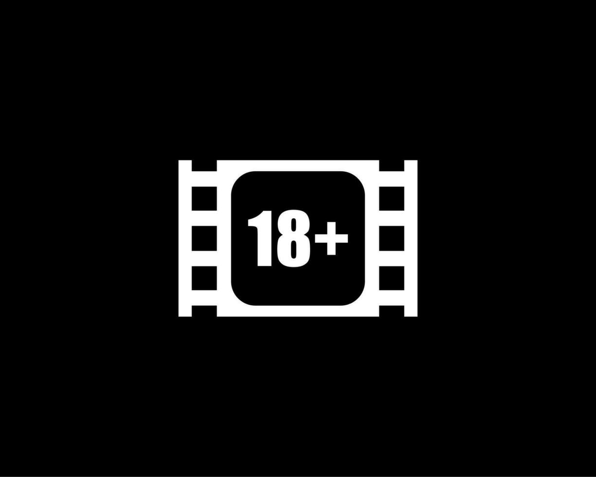 Sign of Adult Only for Eighteen Plus, 18 Plus and Twenty One Plus or 21 PlusAge in the Filmstrip. Age Rating Movie Icon Symbol for Movie Poster, Apps, Website or Graphic Design Element. Vector