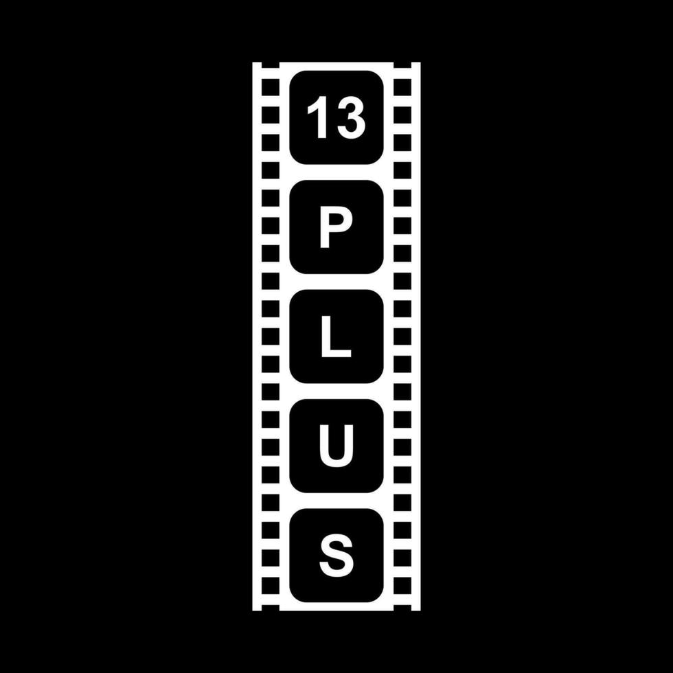 Sign of Adult Only for Thirteen Plus, 13 Plus Age in the Filmstrip. Age Rating Movie Icon Symbol for Movie Poster, Banner, Backdrop, Apps, Website or Graphic Design Element. Vector Illustration