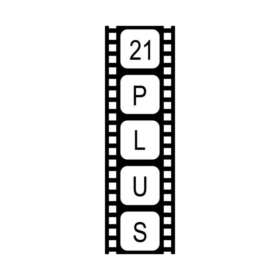 Sign of Adult Only for Eighteen Plus, 18 Plus and Twenty One Plus or 21 PlusAge in the Filmstrip. Age Rating Movie Icon Symbol for Movie Poster, Apps, Website or Graphic Design Element. Vector