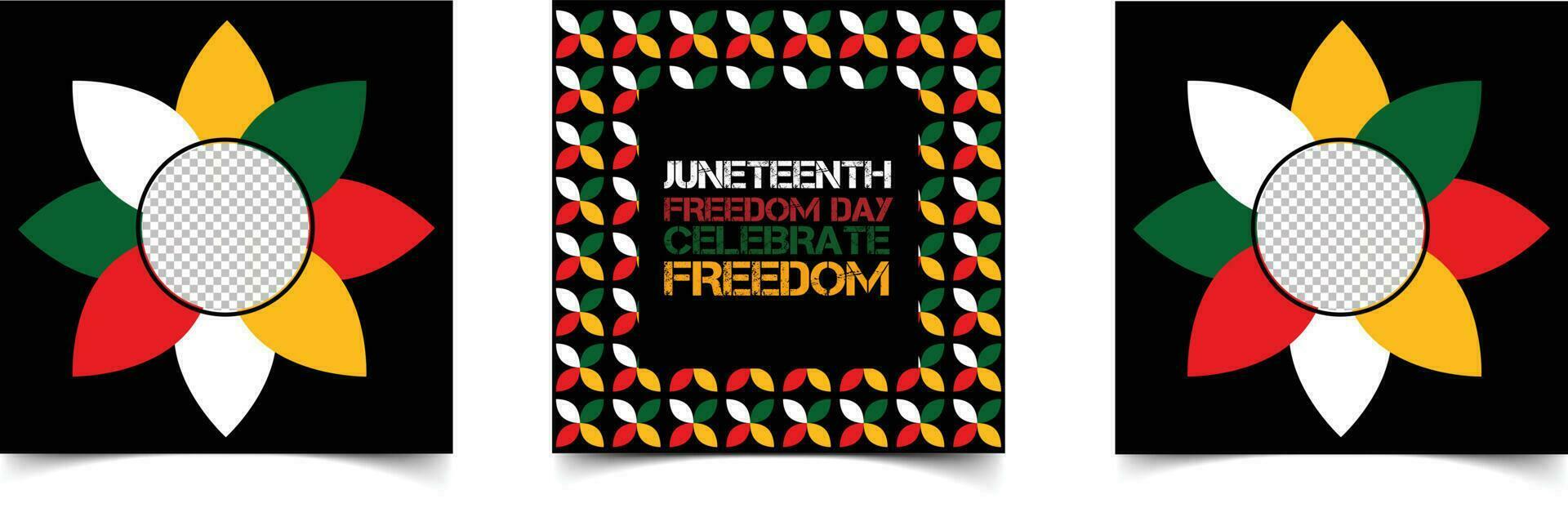 Social media post template for Juneteenth day, Celebration freedom, emancipation day in 19 june vector