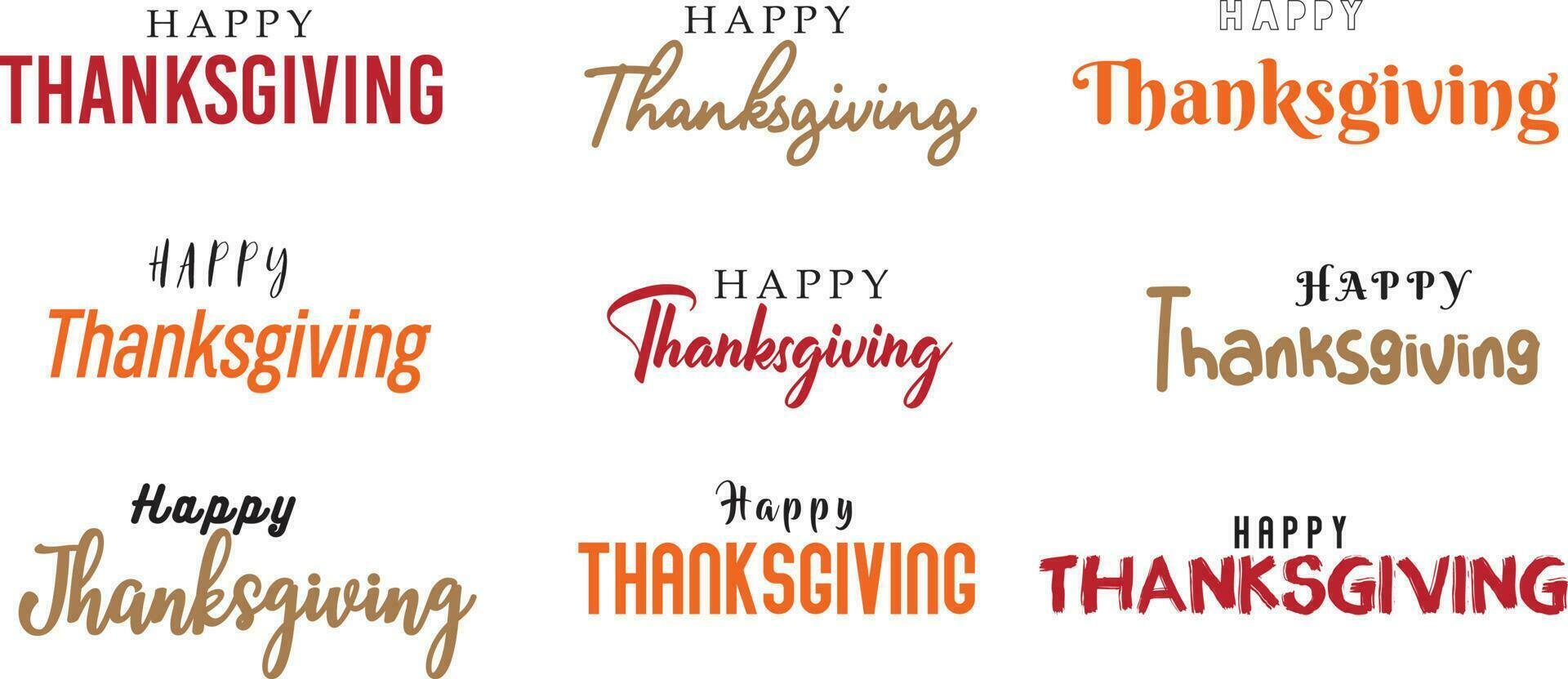 Happy thanksgiving handwritten typography art, thanksgiving cute typography design vector