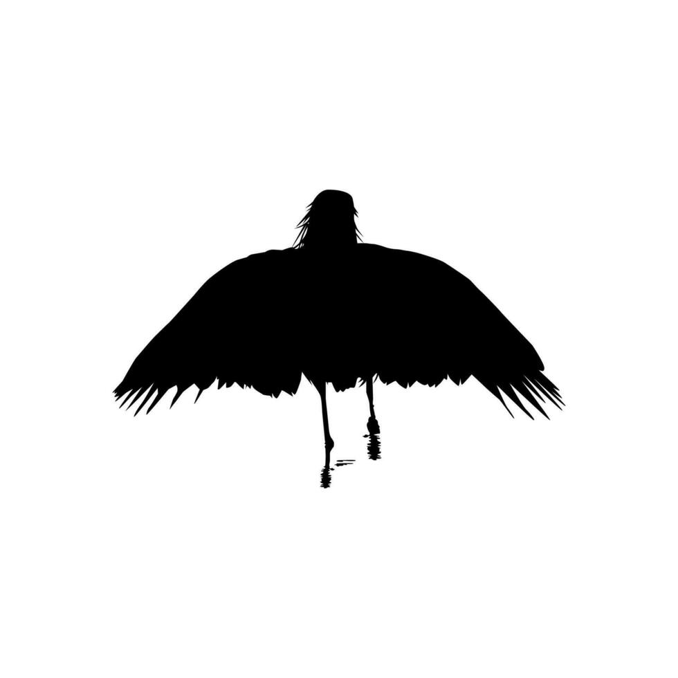 The Black Heron Bird, Egretta Ardesiaca, also known as the Black Egret Silhouette for Art Illustration, Logo, Pictogram, Website, or Graphic Design Element. Vector Illustration