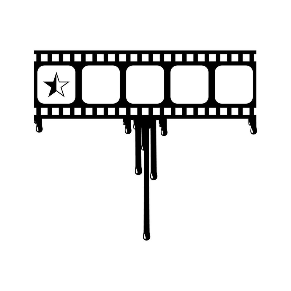 Star Rate Sign in the Bloody Filmstrip  Silhouette. Rating Icon Symbol for Film or Movie Review with Genre Horror, Thriller, Gore, Sadistic, Splatter, Slasher, Mystery, Scary. Rating 0,5 Star. Vector