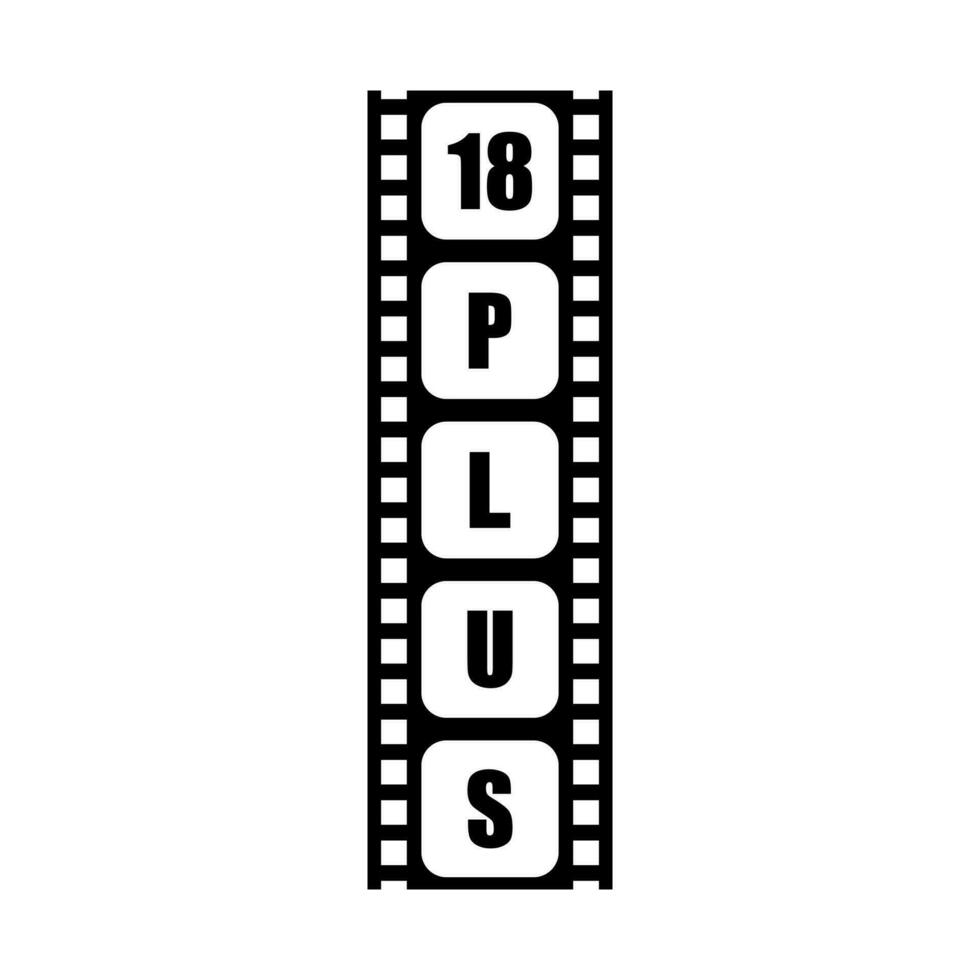 Sign of Adult Only for Eighteen Plus, 18 Plus and Twenty One Plus or 21 PlusAge in the Filmstrip. Age Rating Movie Icon Symbol for Movie Poster, Apps, Website or Graphic Design Element. Vector