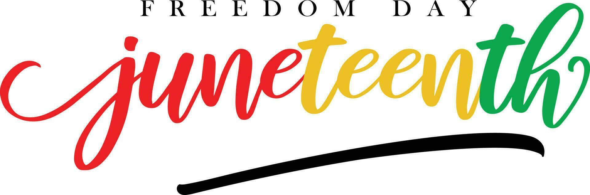 juneteenth handwritten calligraphic lettering over white background - freedom day lettering vector
