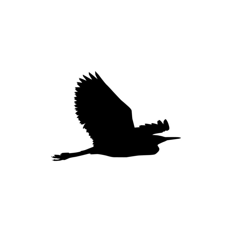 The Black Heron Bird, Egretta Ardesiaca, also known as the Black Egret Silhouette for Art Illustration, Logo, Pictogram, Website, or Graphic Design Element. Vector Illustration