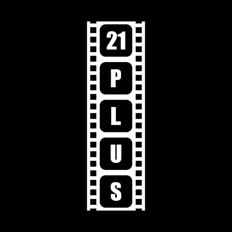 Sign of Adult Only for Eighteen Plus, 18 Plus and Twenty One Plus or 21 PlusAge in the Filmstrip. Age Rating Movie Icon Symbol for Movie Poster, Apps, Website or Graphic Design Element. Vector
