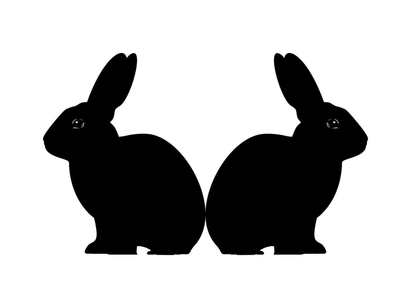 Pair of the Rabbit or Bunny or Hare Silhouette for Art Illustration, Logo Type, Pictogram, Apps, Website or Graphic Design Element. Vector Illustration