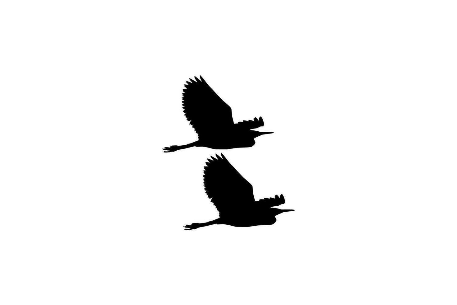 Pair of The Black Heron Bird, Egretta Ardesiaca, also known as the Black Egret Silhouette for Art Illustration, Logo, Pictogram, Website, or Graphic Design Element. Vector Illustration