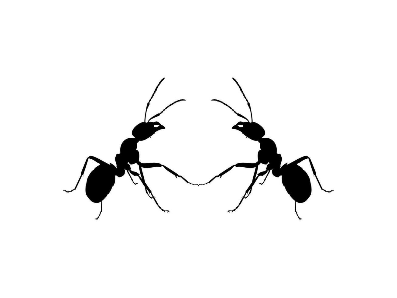 Pair of the Ant Silhouette for Art Illustration, Logo, Pictogram, Website, or Graphic Design Element. Vector Illustration