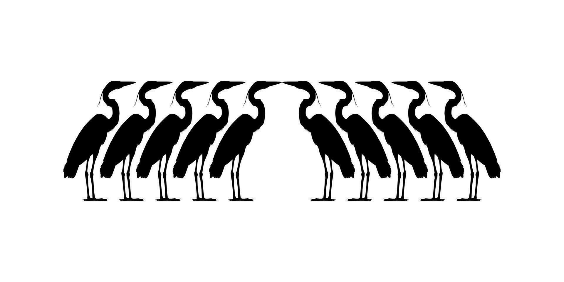 rebaño de el negro garza pájaro, egretta ardesíaca, además conocido como el negro garceta silueta para Arte ilustración, logo, pictograma, sitio web, o gráfico diseño elemento. vector ilustración