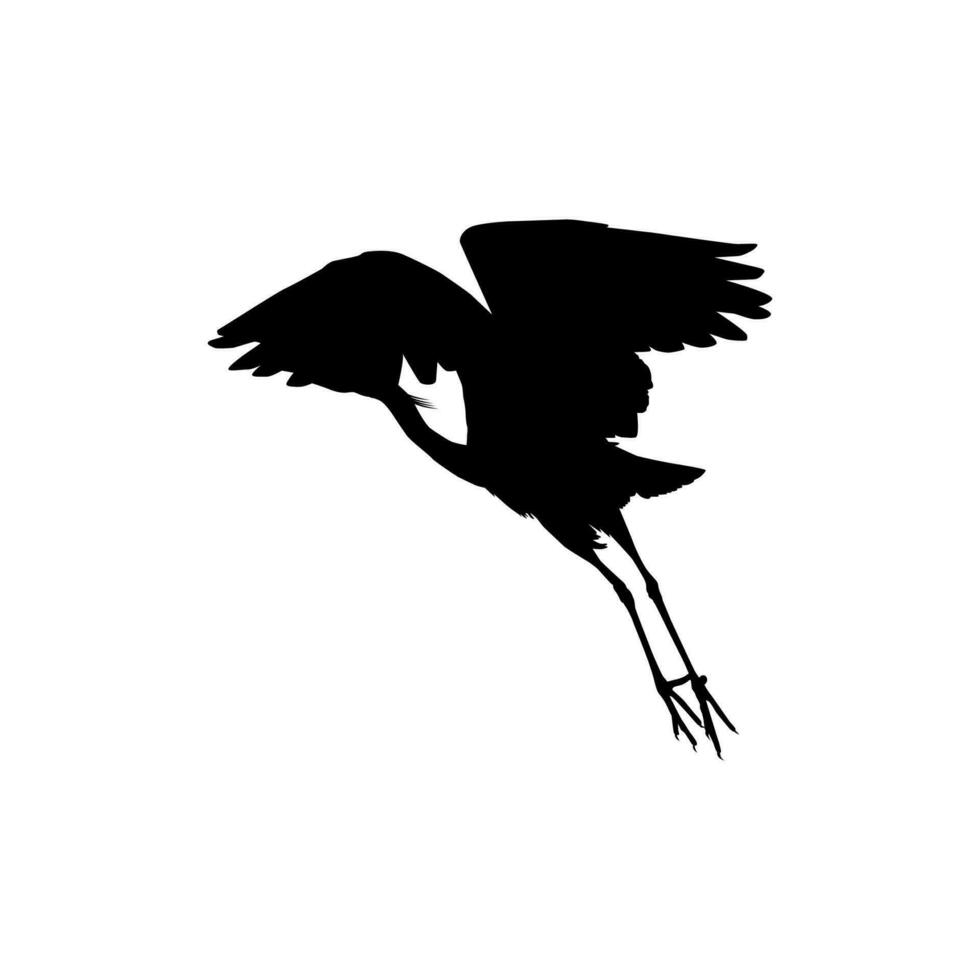 The Black Heron Bird, Egretta Ardesiaca, also known as the Black Egret Silhouette for Art Illustration, Logo, Pictogram, Website, or Graphic Design Element. Vector Illustration