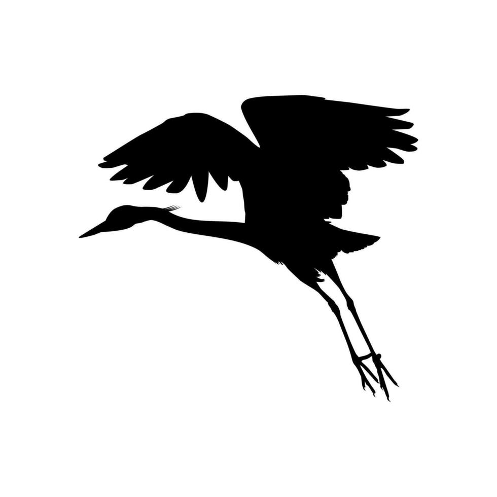 The Black Heron Bird, Egretta Ardesiaca, also known as the Black Egret Silhouette for Art Illustration, Logo, Pictogram, Website, or Graphic Design Element. Vector Illustration