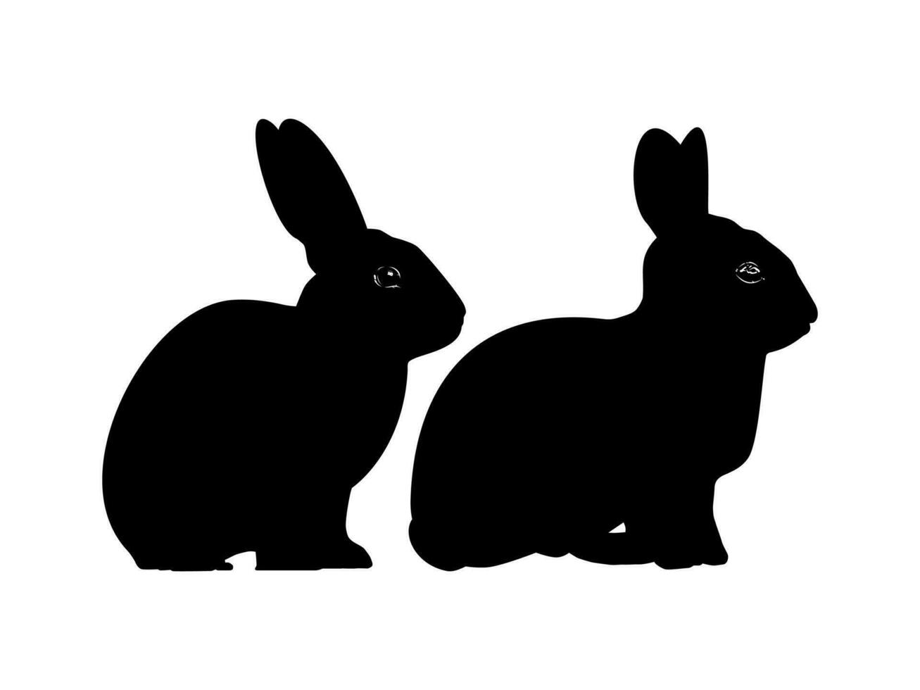 Pair of the Rabbit or Bunny or Hare Silhouette for Art Illustration, Logo Type, Pictogram, Apps, Website or Graphic Design Element. Vector Illustration