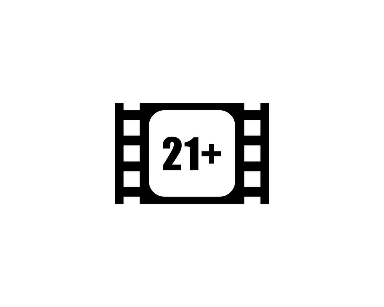 Sign of Adult Only for Eighteen Plus, 18 Plus and Twenty One Plus or 21 PlusAge in the Filmstrip. Age Rating Movie Icon Symbol for Movie Poster, Apps, Website or Graphic Design Element. Vector