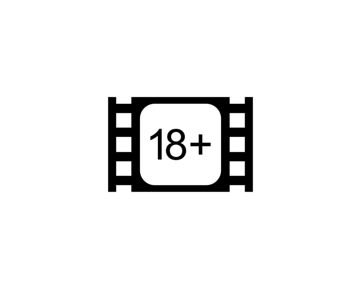 Sign of Adult Only for Eighteen Plus, 18 Plus and Twenty One Plus or 21 PlusAge in the Filmstrip. Age Rating Movie Icon Symbol for Movie Poster, Apps, Website or Graphic Design Element. Vector