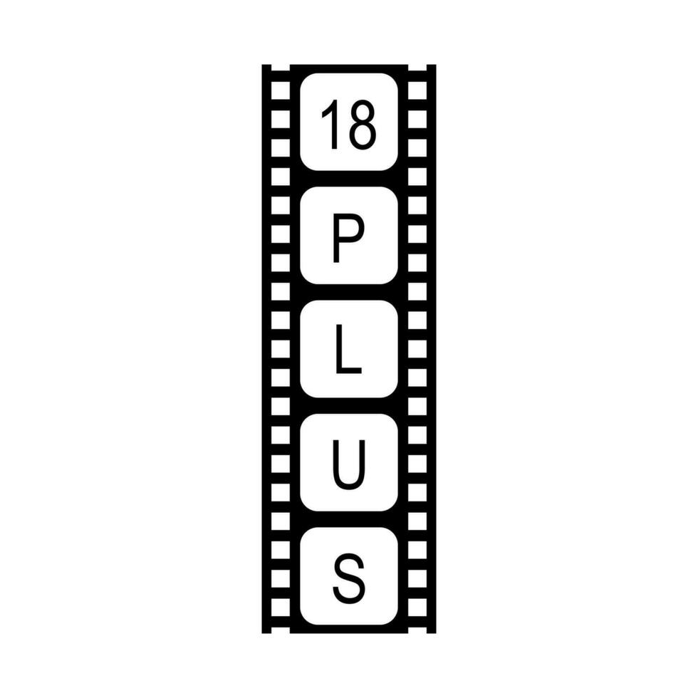 Sign of Adult Only for Eighteen Plus, 18 Plus and Twenty One Plus or 21 PlusAge in the Filmstrip. Age Rating Movie Icon Symbol for Movie Poster, Apps, Website or Graphic Design Element. Vector