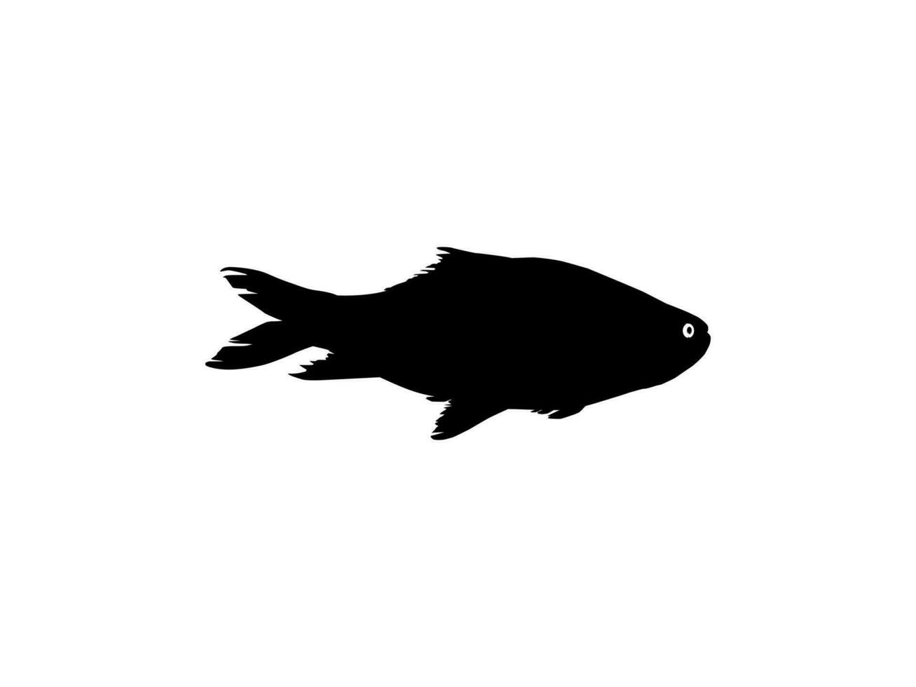 Catla or Katla Fish, also known as the major South Asian Carp, Silhouette for Icon, Symbol, Logo Type, Pictogram, Apps, Website or Graphic Design Element. Vector Illustration