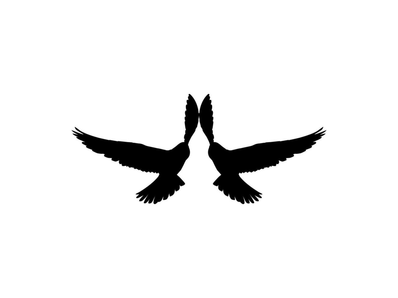 Silhouette of the Flying Pair Bird of Prey, Falcon or Hawk, for Logo, Pictogram, Website, Art Illustration, or Graphic Design Element. Vector Illustration