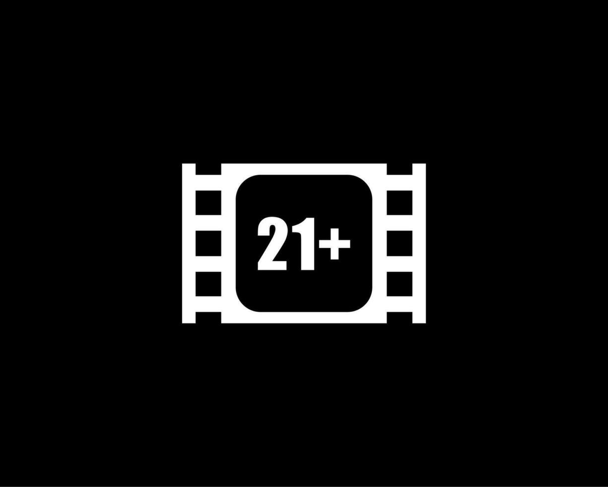 Sign of Adult Only for Eighteen Plus, 18 Plus and Twenty One Plus or 21 PlusAge in the Filmstrip. Age Rating Movie Icon Symbol for Movie Poster, Apps, Website or Graphic Design Element. Vector