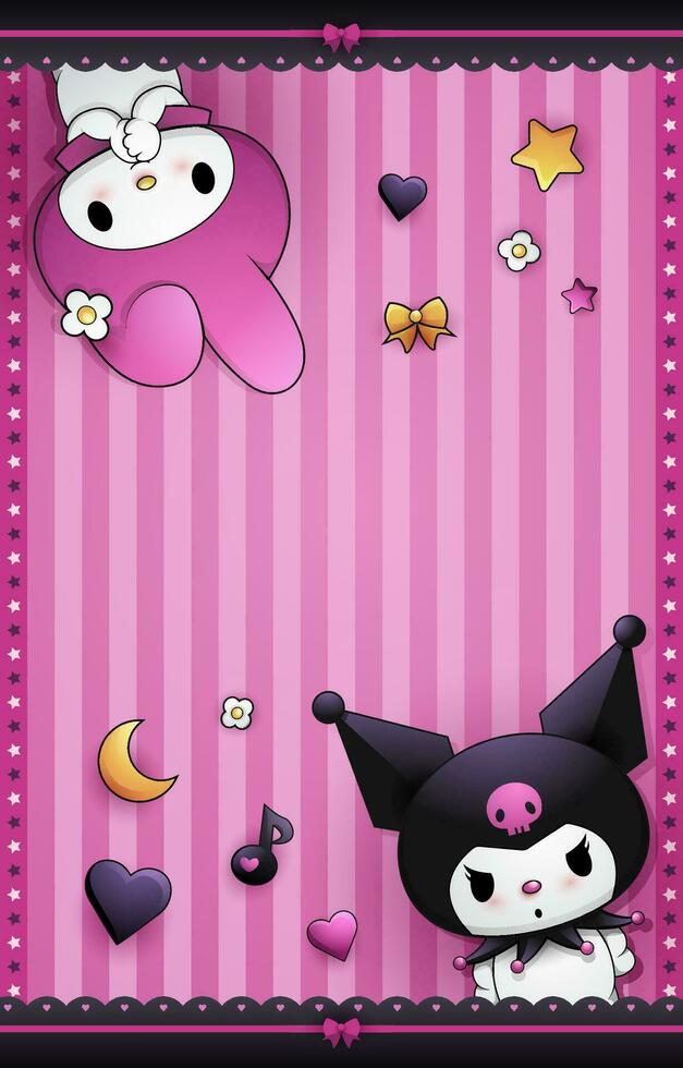 Two Cute Bunny Vertical Background vector