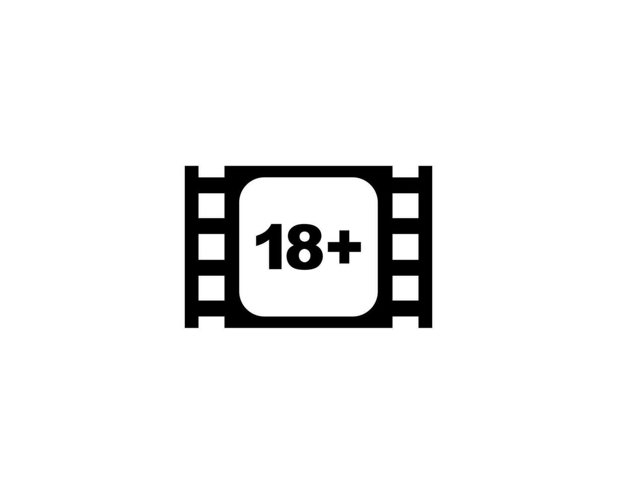 Sign of Adult Only for Eighteen Plus, 18 Plus and Twenty One Plus or 21 PlusAge in the Filmstrip. Age Rating Movie Icon Symbol for Movie Poster, Apps, Website or Graphic Design Element. Vector