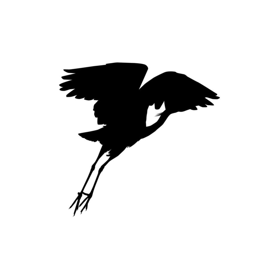 The Black Heron Bird, Egretta Ardesiaca, also known as the Black Egret Silhouette for Art Illustration, Logo, Pictogram, Website, or Graphic Design Element. Vector Illustration