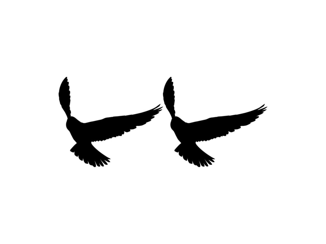 Silhouette of the Flying Pair Bird of Prey, Falcon or Hawk, for Logo, Pictogram, Website, Art Illustration, or Graphic Design Element. Vector Illustration