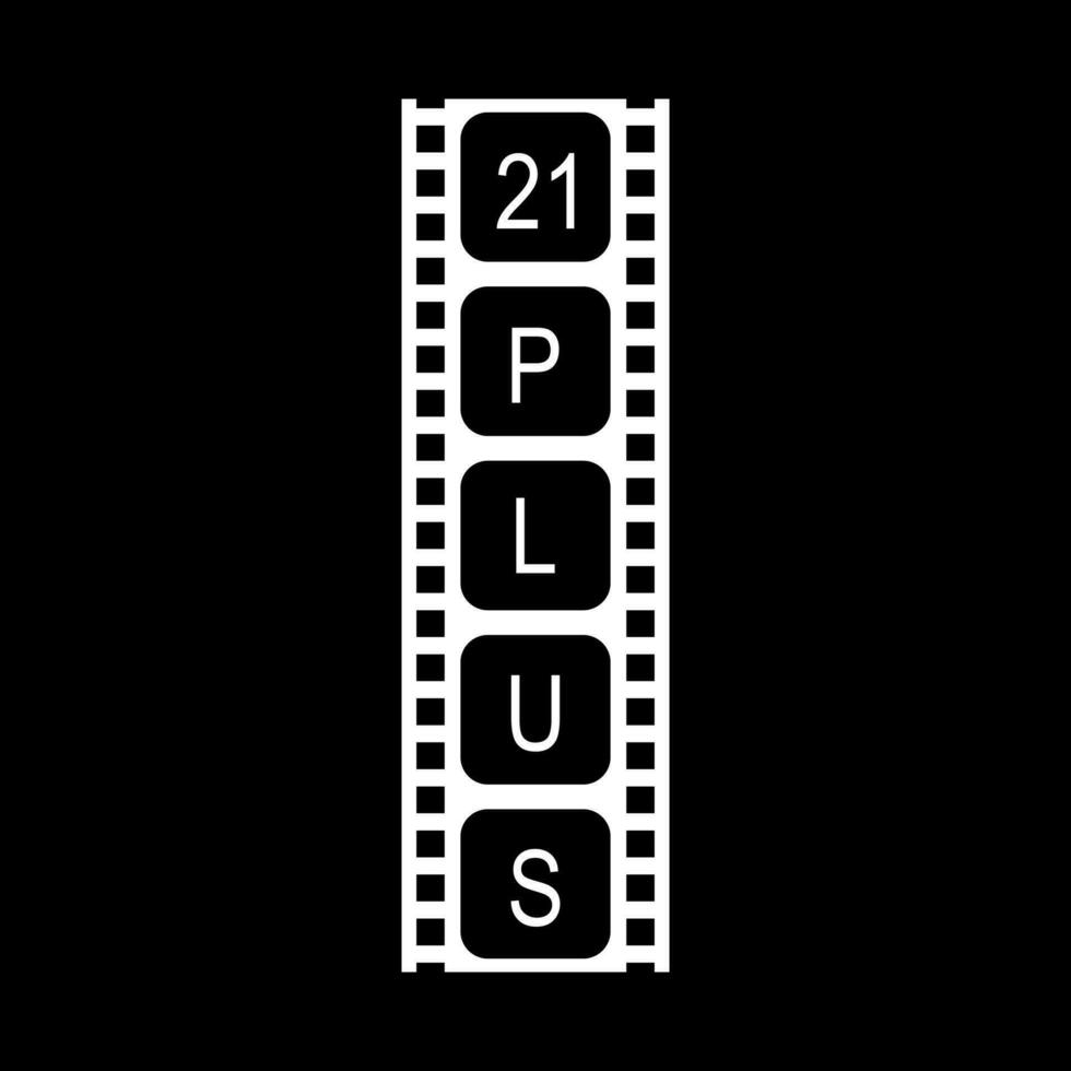 Sign of Adult Only for Eighteen Plus, 18 Plus and Twenty One Plus or 21 PlusAge in the Filmstrip. Age Rating Movie Icon Symbol for Movie Poster, Apps, Website or Graphic Design Element. Vector