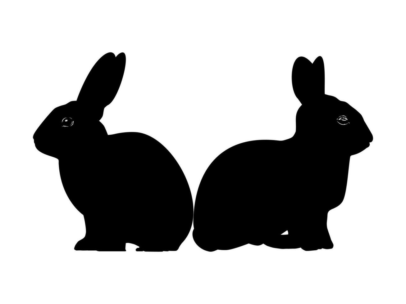 Pair of the Rabbit or Bunny or Hare Silhouette for Art Illustration, Logo Type, Pictogram, Apps, Website or Graphic Design Element. Vector Illustration