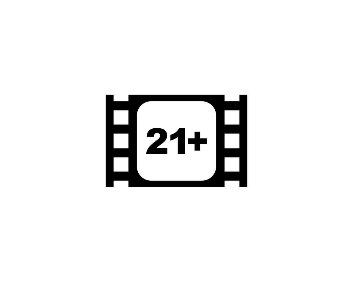 Sign of Adult Only for Eighteen Plus, 18 Plus and Twenty One Plus or 21 PlusAge in the Filmstrip. Age Rating Movie Icon Symbol for Movie Poster, Apps, Website or Graphic Design Element. Vector