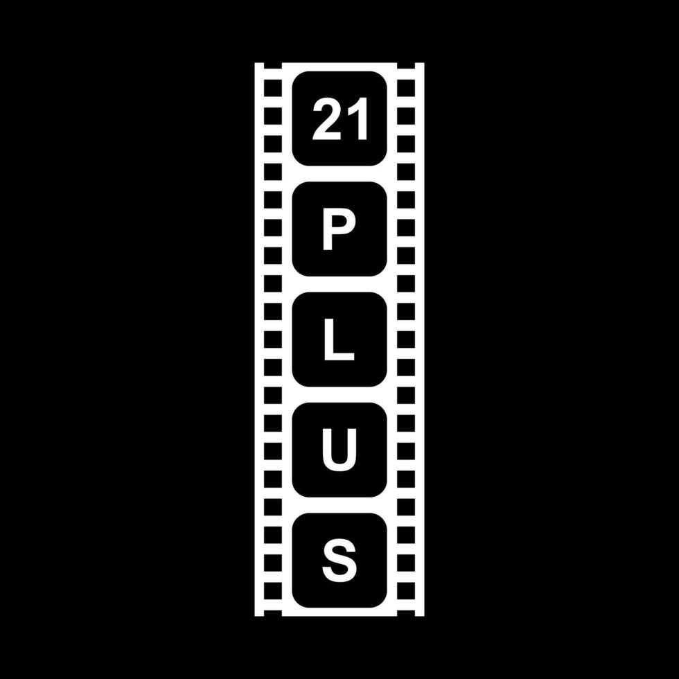Sign of Adult Only for Eighteen Plus, 18 Plus and Twenty One Plus or 21 PlusAge in the Filmstrip. Age Rating Movie Icon Symbol for Movie Poster, Apps, Website or Graphic Design Element. Vector