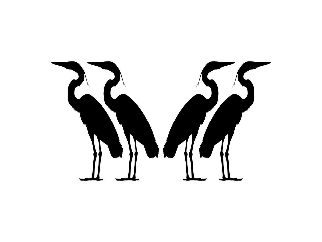 Flock of The Black Heron Bird, Egretta Ardesiaca, also known as the Black Egret Silhouette for Art Illustration, Logo, Pictogram, Website, or Graphic Design Element. Vector Illustration