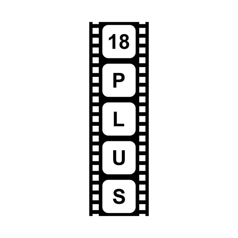 Sign of Adult Only for Eighteen Plus, 18 Plus and Twenty One Plus or 21 PlusAge in the Filmstrip. Age Rating Movie Icon Symbol for Movie Poster, Apps, Website or Graphic Design Element. Vector