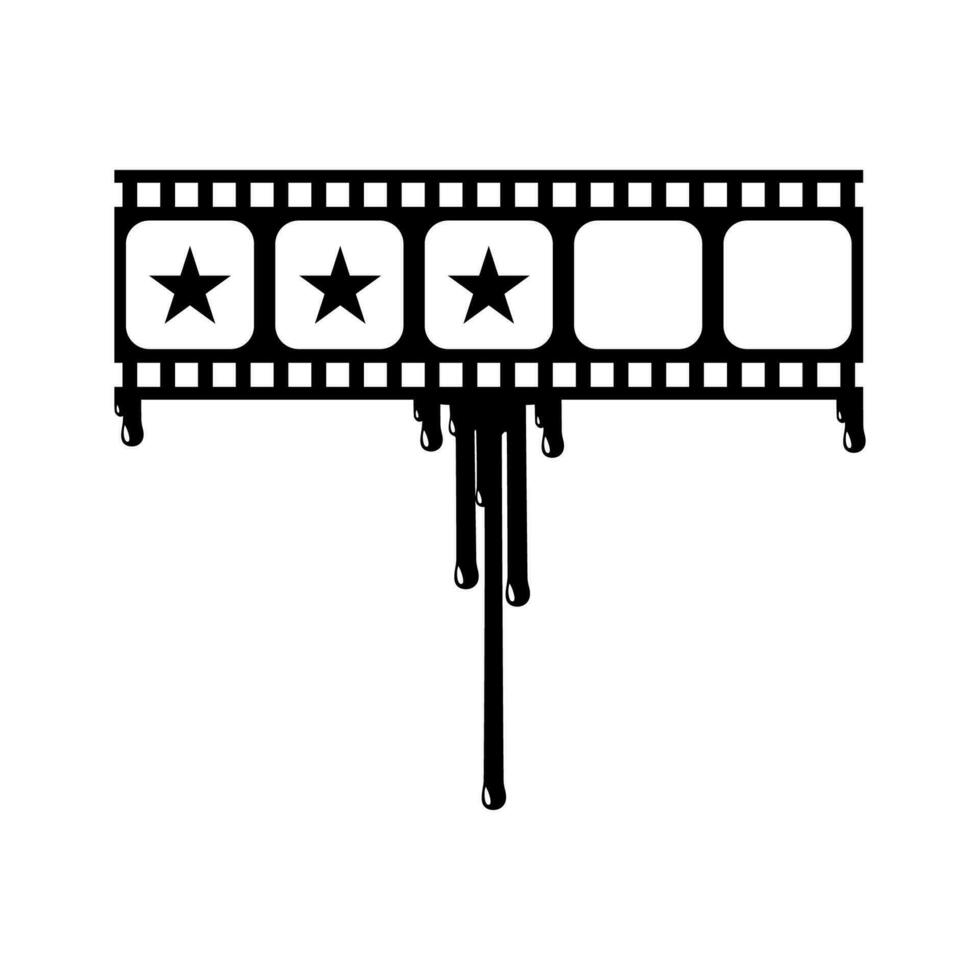 Star Rate Sign in the Bloody Filmstrip  Silhouette. Rating Icon Symbol for Film or Movie Review with Genre Horror, Thriller, Gore, Sadistic, Splatter, Slasher, Mystery, Scary. Rating 3 Star. Vector