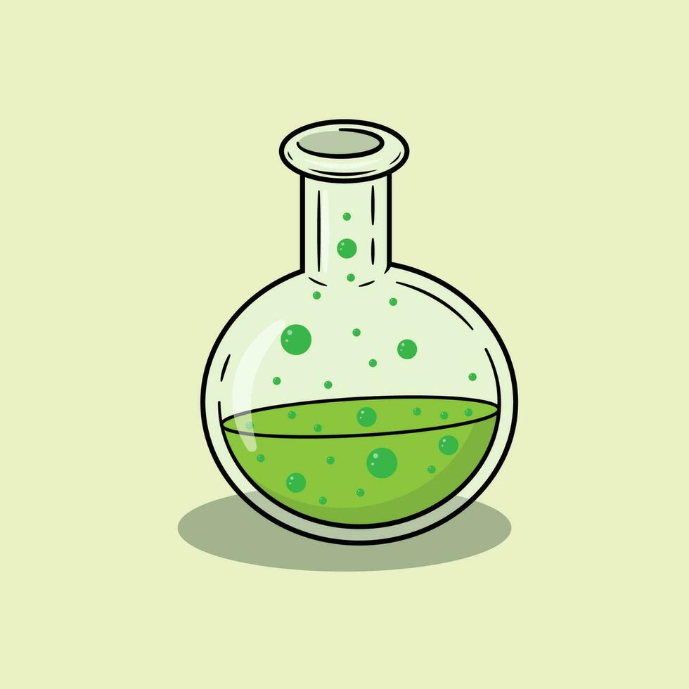 Volumetric Flask with Green Fluid vector