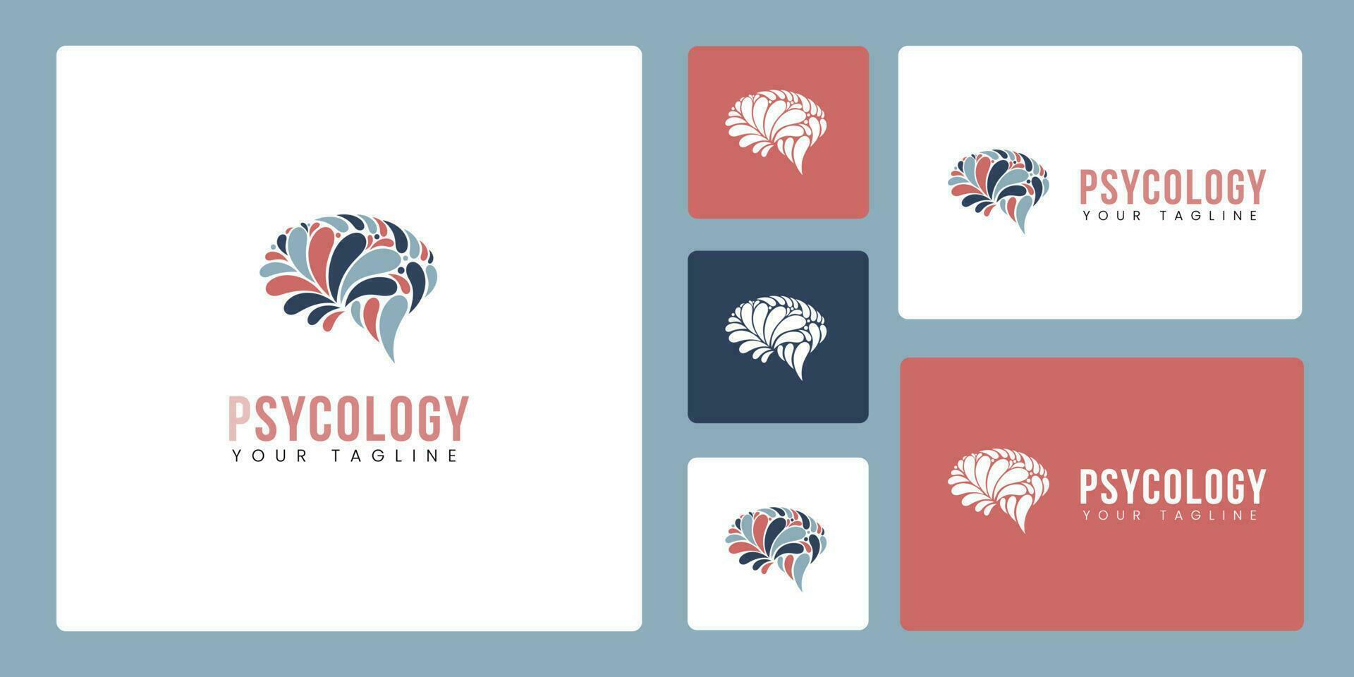 psicología logo conjunto - negocio vector logo modelo concepto ilustración. resumen humano cerebro signo. geométrico de colores estructura. creativo psicología mente educación símbolo.