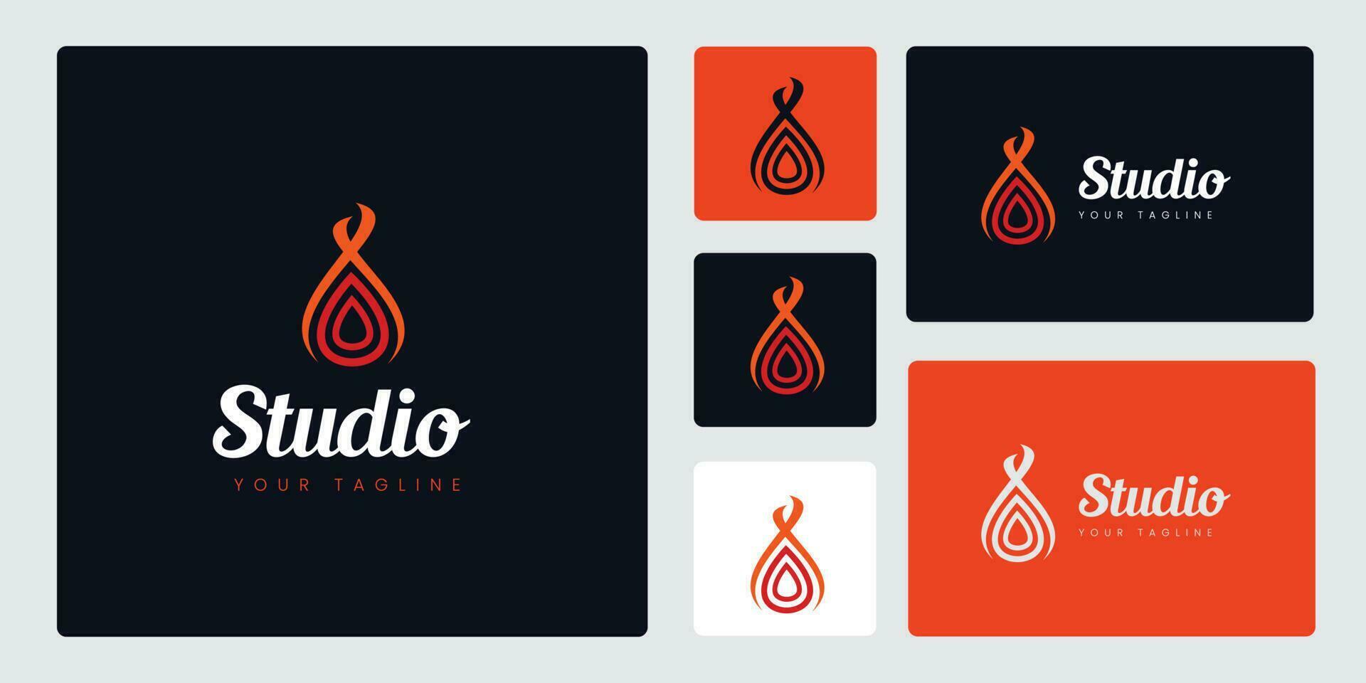 Abstract Flaming Fire Drop Logo Set, Red Color, Suitable for Companies in the Field of Fire, Games, Images on T-shirts, etc. vector