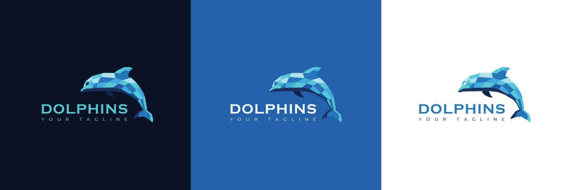 Unique Dolphin Logo. The Combination of Blue Ceramics Makes Up a Jumping Dolphin. Suitable for Company Logos, Brands, T-shirts, and Others. vector
