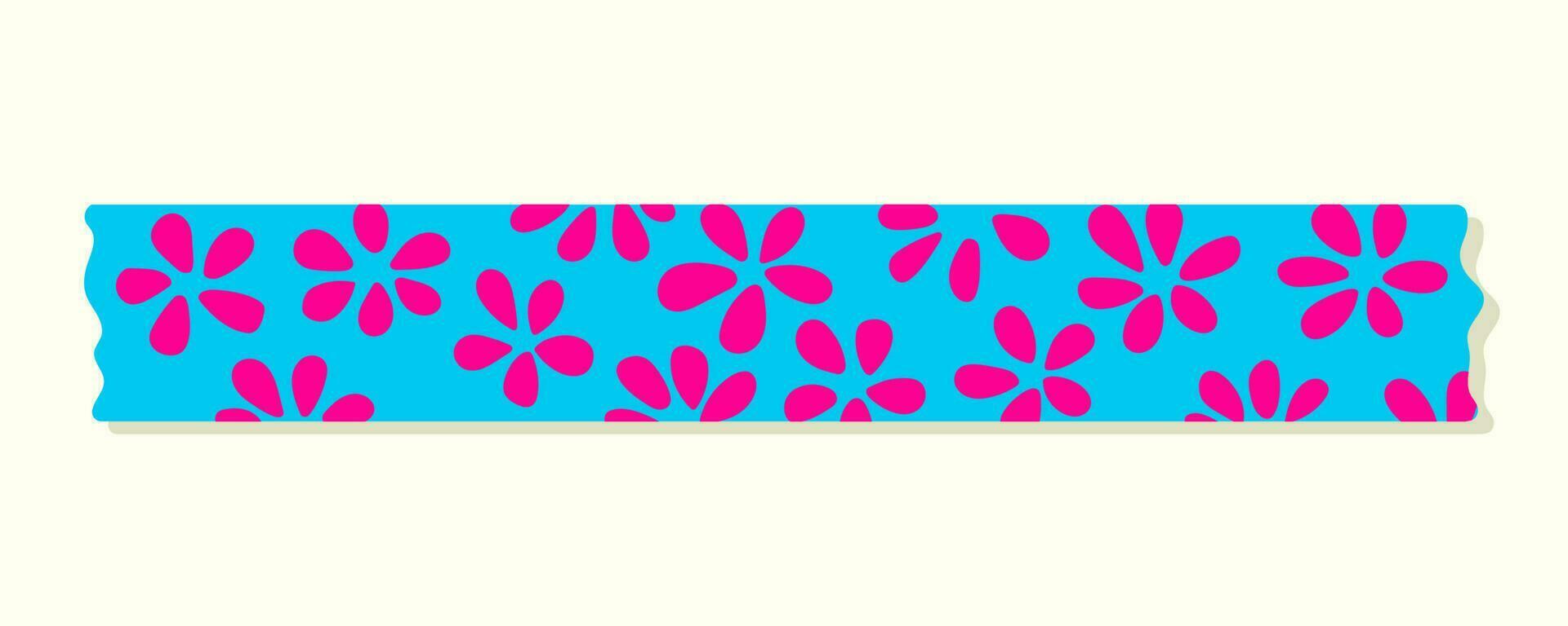 Abstract colorful doodle tape form. Colorful hand drawn doodle shape with flowers isolated on white background. Random childish color shapes and scribble bundle. vector