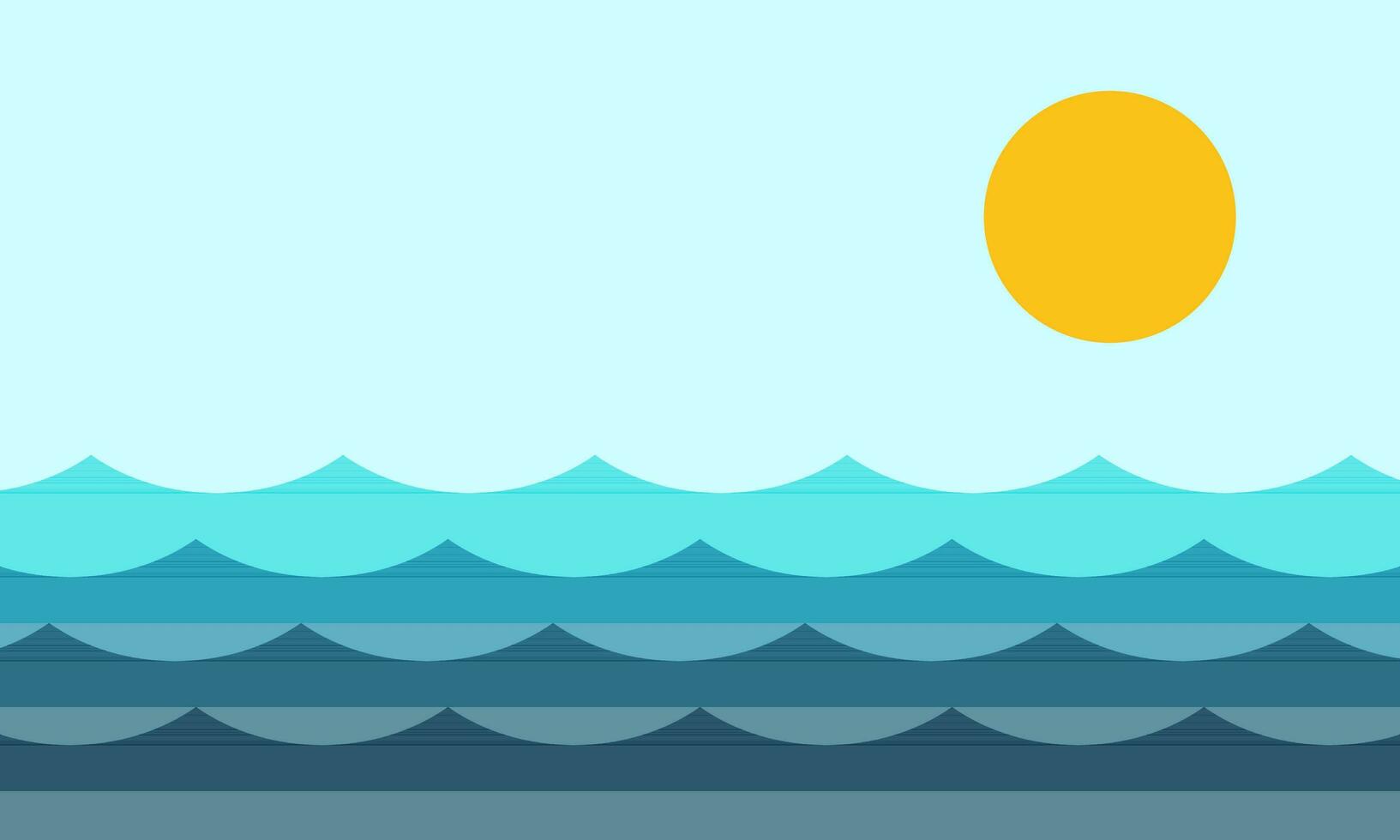 Abstract geometric sunny summer wavy ocean background vector