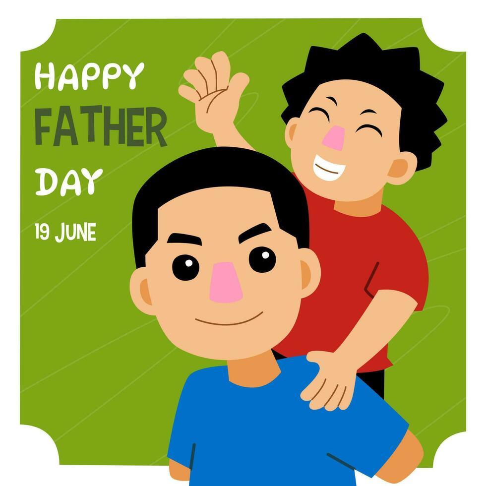 design for father day with cute cartoon father and son illustration vector