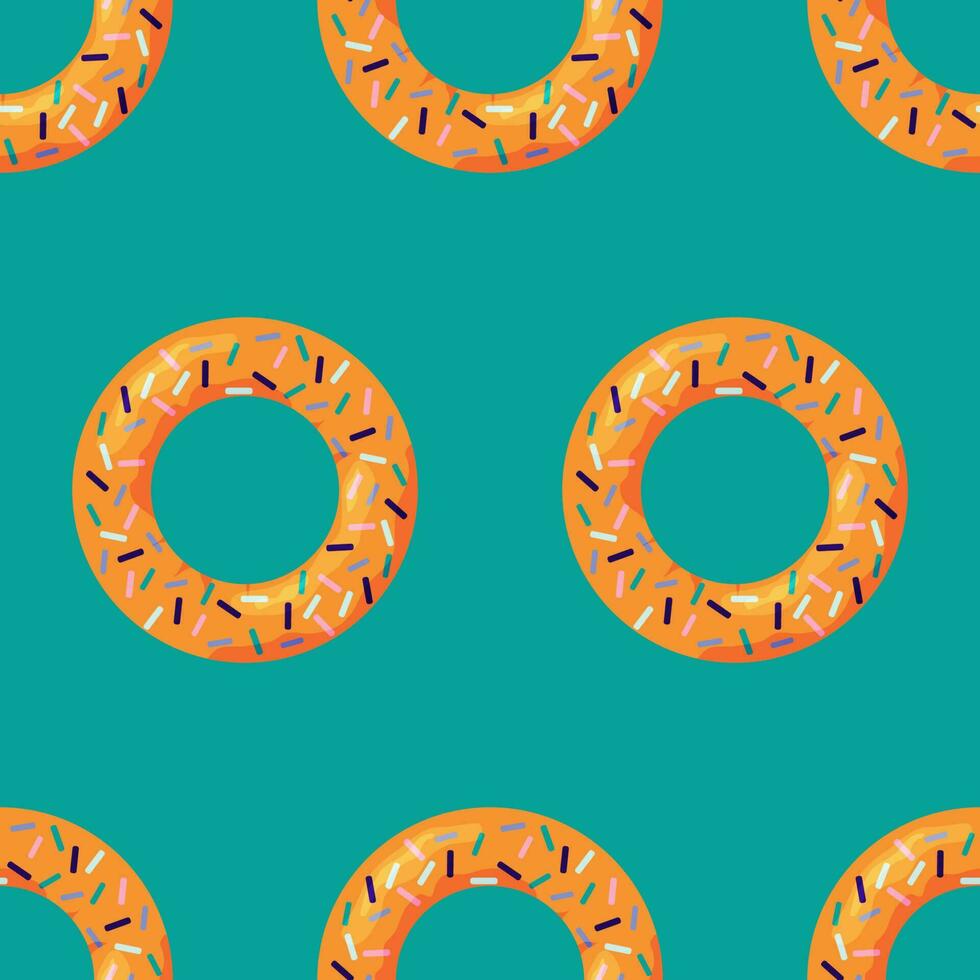 Colorful seamless summer pattern with donut rubber ring vector