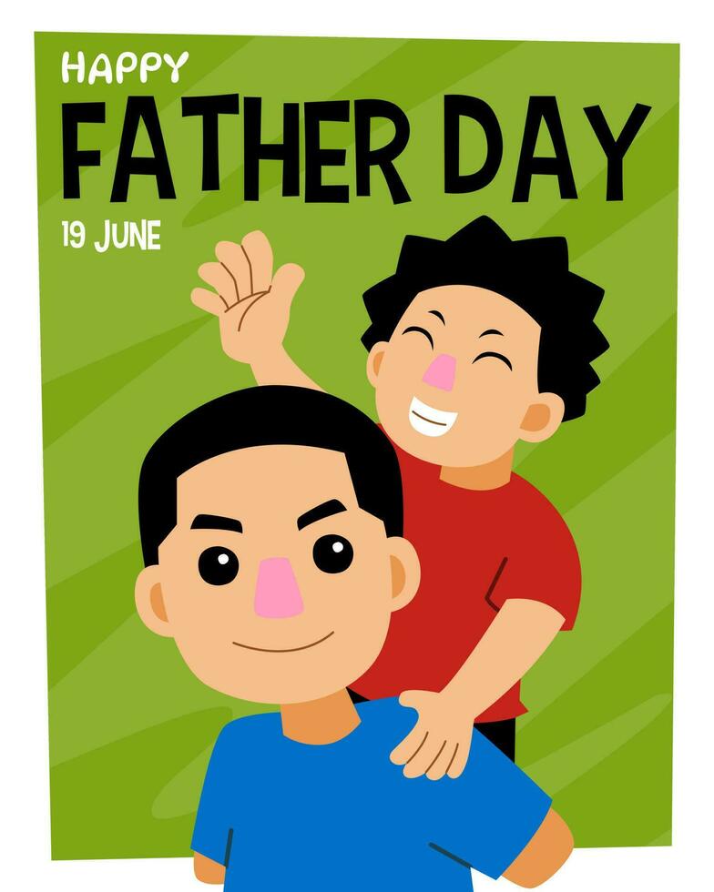 design for father day post with cute cartoon father and son illustration vector