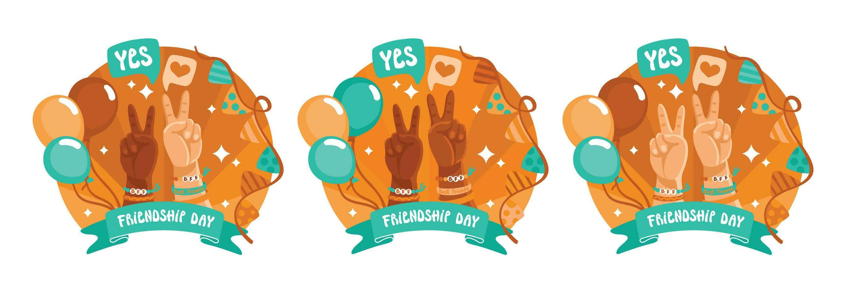 Friendship day banners set. Logo with two hands.  Vector. vector