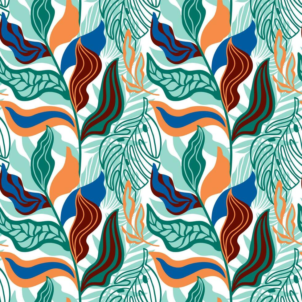 Summer print.  Exotic leaves. Seamless pattern for fabric, wrapping, textile, wallpaper, clothes. Vector. vector